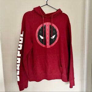 🎄2/$40 Deadpool Logo Cross Swords Overlay Hoodie Pullover Marvel Sweatshirt M